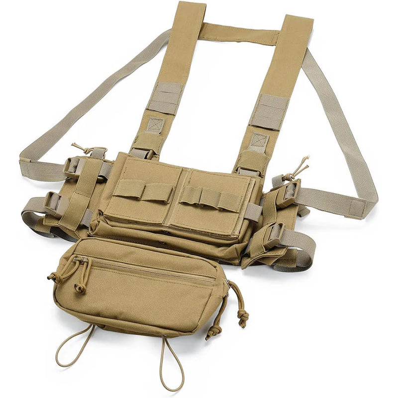 Gilet Tactique de Poitrine Modulable en Nylon 600D avec Poche Pendante Zippée, vue 9