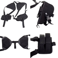 Holster d'Épaule Tactique en Nylon Noir, Droitier ou Gaucher, avec Porte-Chargeur Double, vue 4