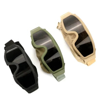 Lunettes Airsoft Tactiques 3 Verres, Cadre TPU Souple, Noir, Vert ou Sable, vue 6