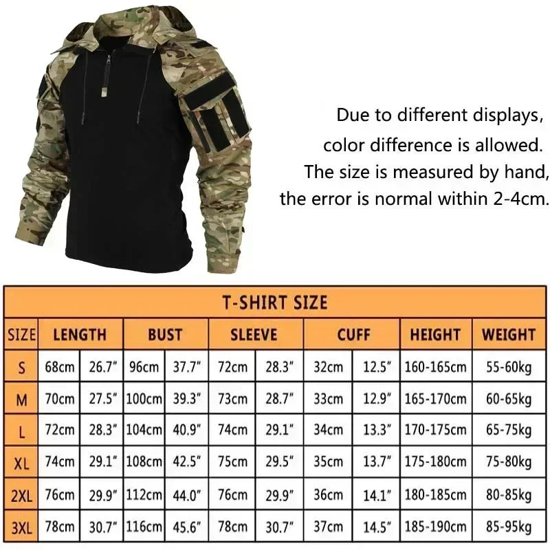 Chemise de Combat Airsoft à Capuche Amovible et Demi-Zip, Homme, 6 Coloris, vue 4