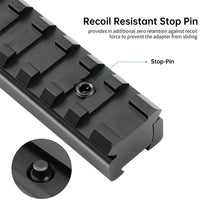 Rehausse de Rail 11 mm vers Picatinny 21 mm, 9 Fentes, Aluminium Noir, 1 ou 2 Pièces, vue 2