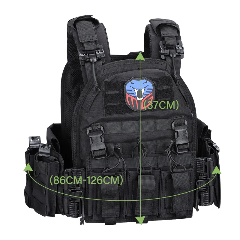 Gilet Tactique Porte-Plaques Nylon 500D à Dégagement Rapide, Ceinture 86-126 cm, vue 3