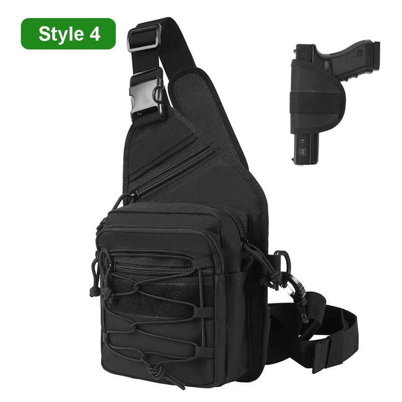 Sacoche Holster Bandoulière Noire en Nylon avec Poche Pistolet Discrète, 5 Formats, vue 10