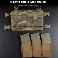 Gilet Tactique Chest Rig Compact MOLLE, Triple Porte-Chargeur Élastique, vue 4