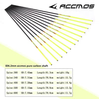 Tubes de Flèches Carbone Jaune Fluo, Diamètre Intérieur 4,2 ou 6,2 mm, Spine 300 à 1000, Lot de 6 ou 12, vue 6