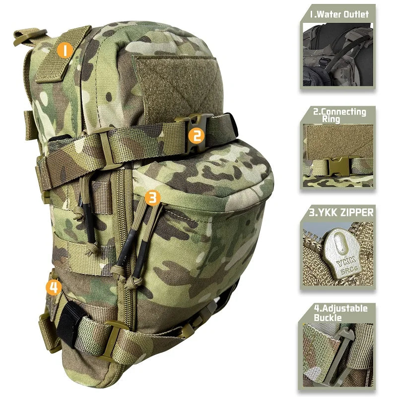 Sac d'Hydratation MOLLE 2 L en Nylon 500D pour Gilet Tactique, Sept Coloris, vue 10