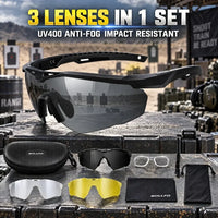Lunettes de Tir Anti-Buée, 3 Verres Interchangeables, Armature pour Verres Correcteurs