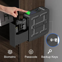 Coffre-Fort Arme de Poing Mural Acier Noir, Empreinte, Code et Clé, Écran LCD, vue 5