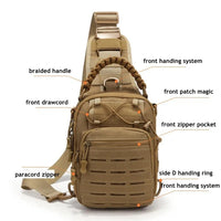 Sac Bandoulière Tactique à Découpe Laser MOLLE, Poignée Tressée, 7 Coloris, vue 3