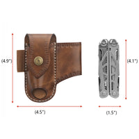 Étui en Cuir Marron pour Pince Multifonction, Rabat à Bouton Pression, Clip de Ceinture, 12,5 cm, vue 3