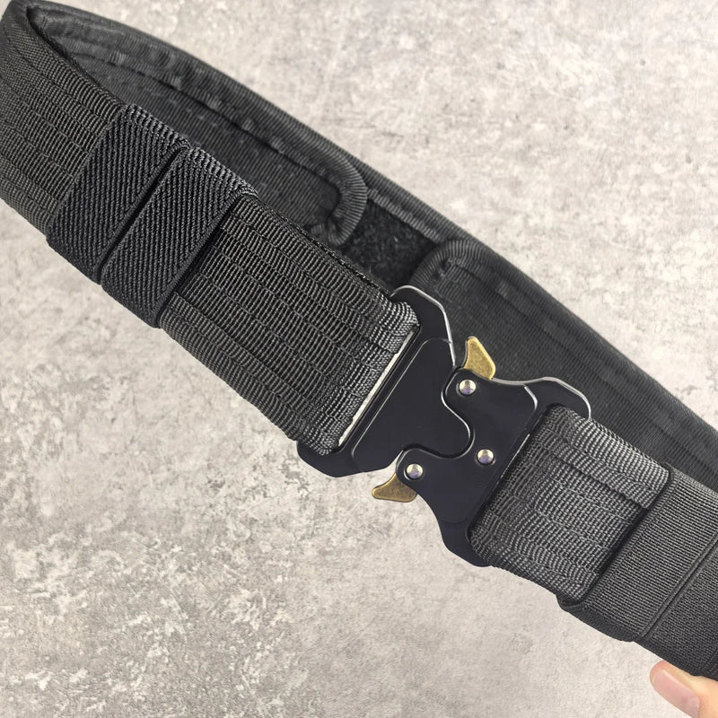 Ceinture Tactique Rembourrée Noire à Boucle Métallique, 130 cm, avec ou sans Mousquetons, vue 5