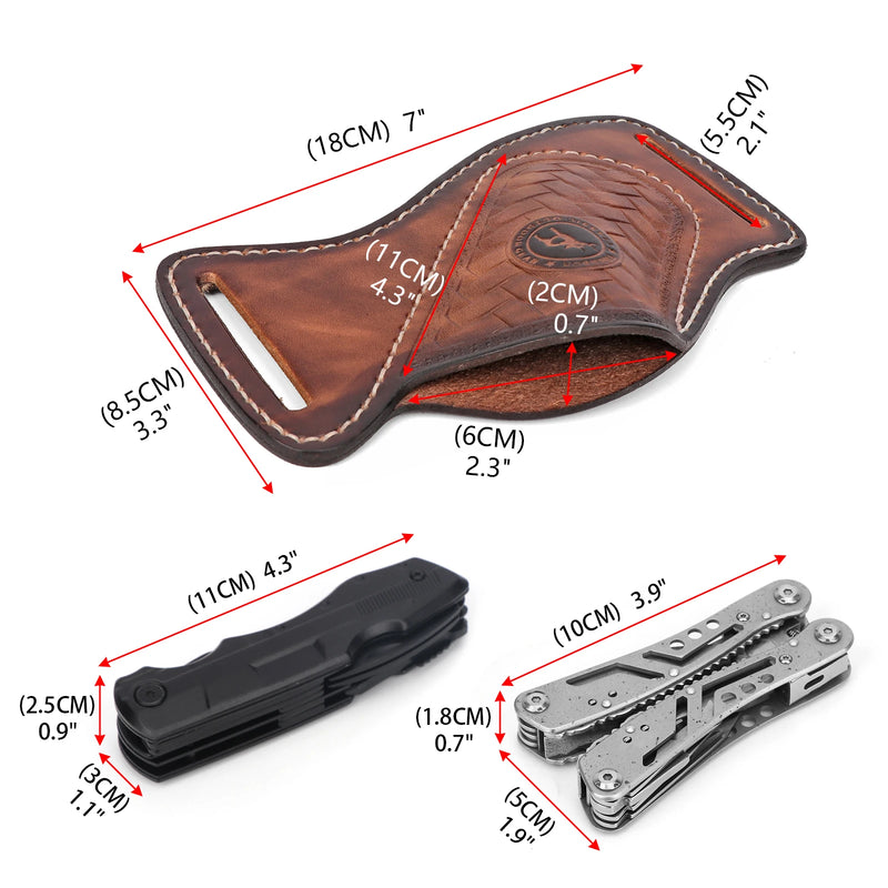 Étui Cuir pour Couteau Pliant ou Outil de Poche, Marron, Petit ou Grand Modèle, vue 3
