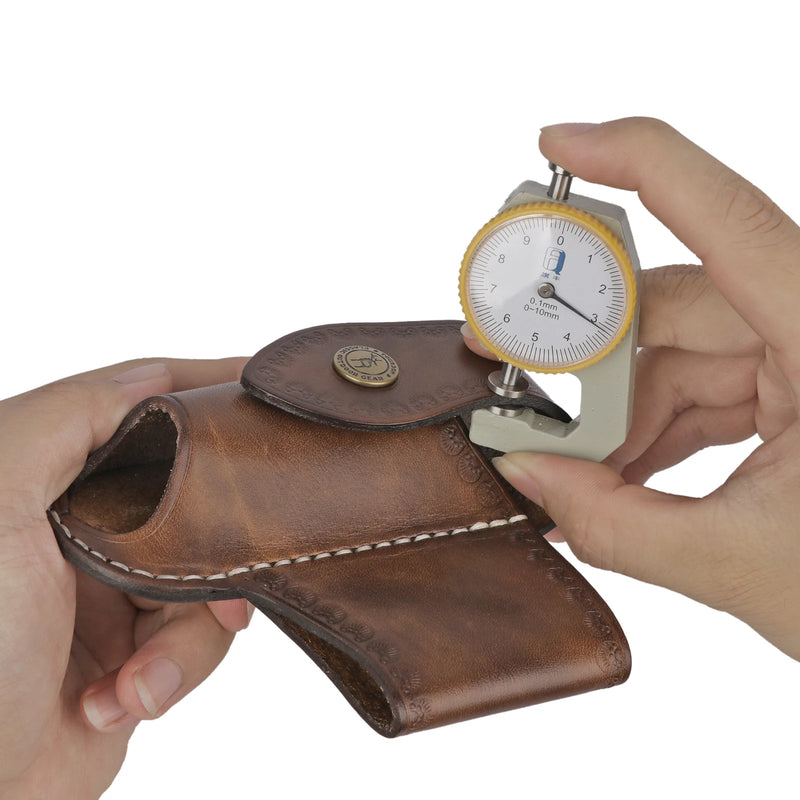 Étui en Cuir Marron pour Pince Multifonction, Rabat à Bouton Pression, Clip de Ceinture, 12,5 cm, vue 5