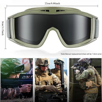 Lunettes de Protection Tactiques Anti-Buée, 1 ou 3 Verres, Noir, Vert ou Sable, vue 4