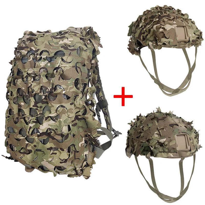 Kit Camouflage 3D pour Casque et Sac à Dos, 60 ou 80 L