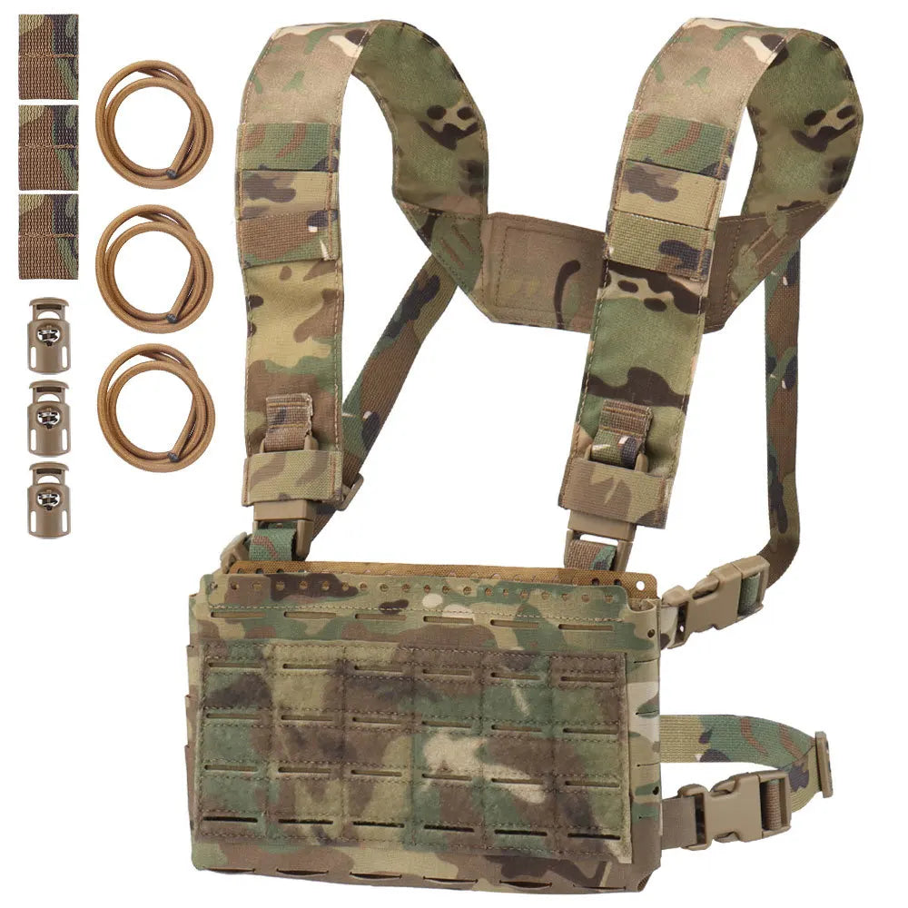 Gilet Tactique Micro Chest Rig à Découpe Laser MOLLE avec Triple Porte-Chargeur