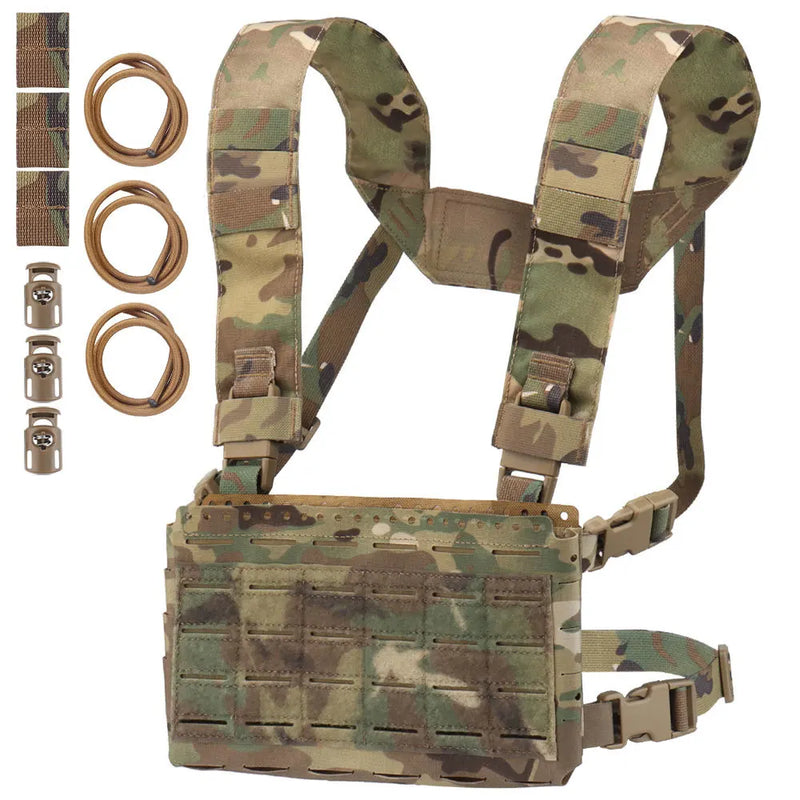 Gilet Tactique Micro Chest Rig à Découpe Laser MOLLE avec Triple Porte-Chargeur
