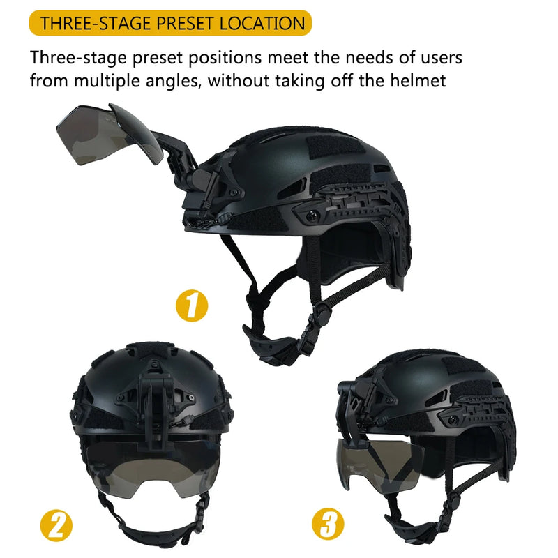 Lunettes Visière Rabattables pour Casque Airsoft, Verre Transparent ou Teinté Marron, vue 2