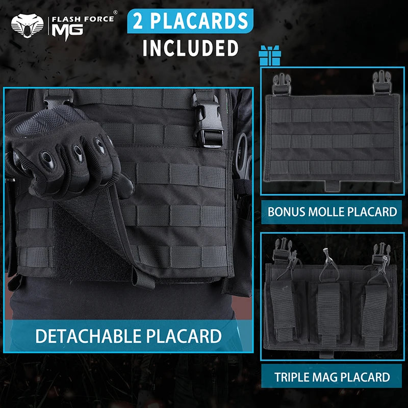 Gilet Tactique Porte-Plaques Nylon 500D avec Deux Placards Amovibles, Taille Unique, vue 4