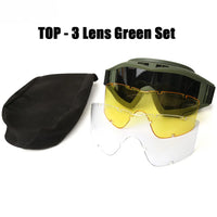 Lunettes de Protection Tactiques Anti-Buée, 1 ou 3 Verres, Noir, Vert ou Sable, vue 13