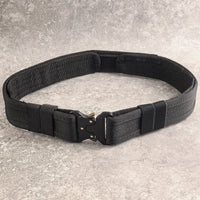 Ceinture Tactique Rembourrée Noire à Boucle Métallique, 130 cm, avec ou sans Mousquetons, vue 2