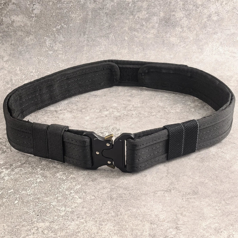 Ceinture Tactique Rembourrée Noire à Boucle Métallique, 130 cm, avec ou sans Mousquetons, vue 2