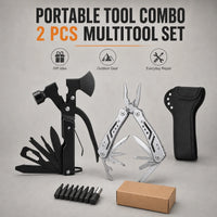Lot de 2 Outils Multifonctions, Marteau-Hachette et Pince en Acier Inoxydable, avec Étui et Embouts, vue 5
