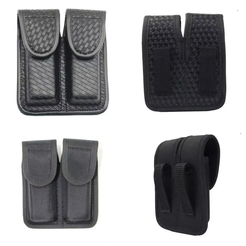 Porte-Chargeur Double pour Pistolet, Finition Tressée ou Nylon, Ceinture de 50 à 58 mm