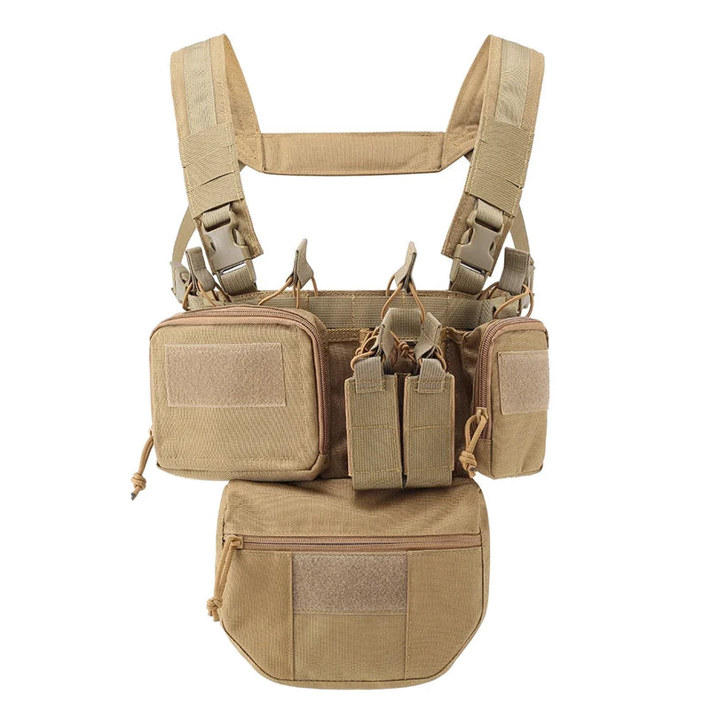 Gilet Tactique Chest Rig Nylon 500D avec Poches Frontales, Poche Pendante en Option, vue 14