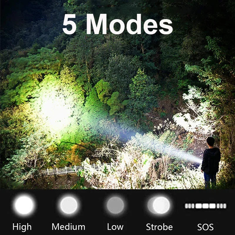 Lampe Tactique Rechargeable 5 Modes, Batterie 18650 ou 26650, Coffret en Option, vue 2