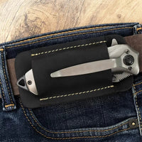 Étui de Ceinture Ouvert pour Couteau Pliant en Cuir ou Simili Cuir, 118 x 57 mm
