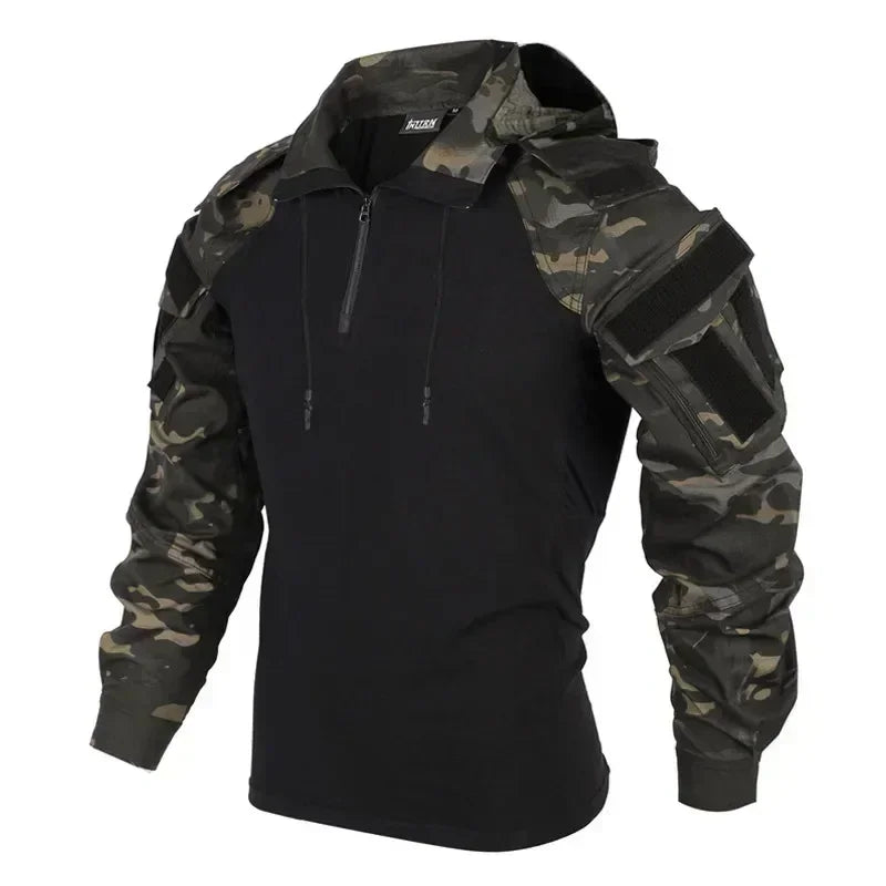 Chemise de Combat Airsoft à Capuche Amovible et Demi-Zip, Homme, 6 Coloris, vue 3