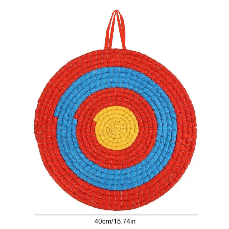 Cible Paille Tir à l'Arc 40 cm, 4 Anneaux, avec Cordon de Suspension
