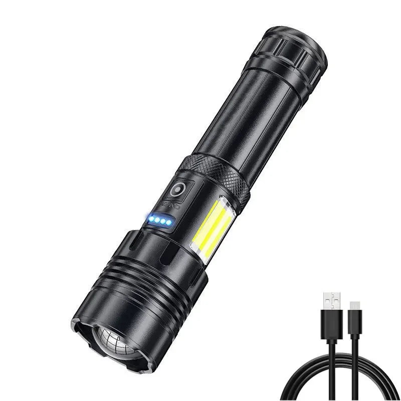 Lampe Tactique Rechargeable USB-C à Zoom, Éclairage COB et Batterie Externe, vue 8