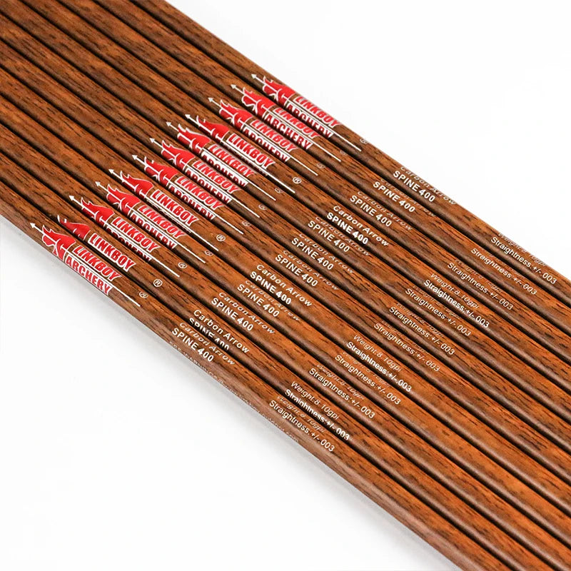 Tubes de Flèches Carbone Aspect Bois, Diamètre Intérieur 6,2 mm, Spine 300 à 900, Lot de 12, vue 5