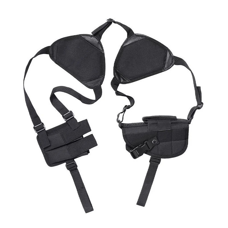 Holster d'Épaule Tactique en Nylon Noir, Droitier ou Gaucher, avec Porte-Chargeur Double, vue 6