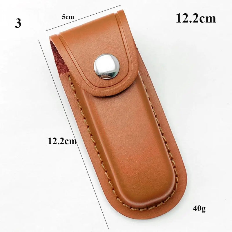Étui Couteau Pliant en Cuir à Bouton-Pression, Noir ou Brun, 12 à 14,5 cm, vue 6