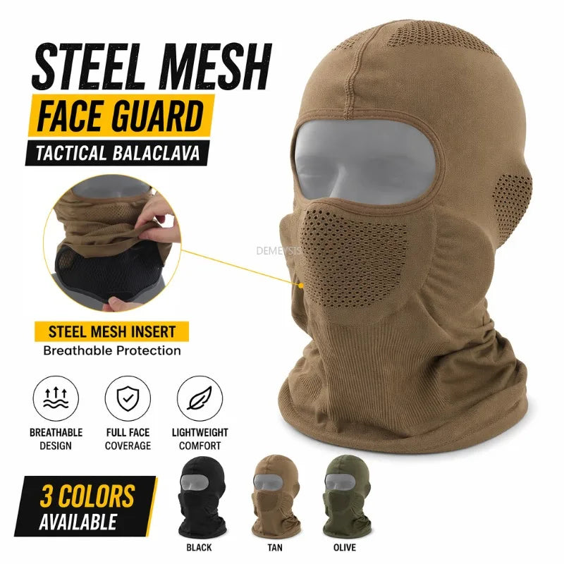 Masque Airsoft Grillagé Cagoule Respirante avec Grille en Acier Amovible, vue 2