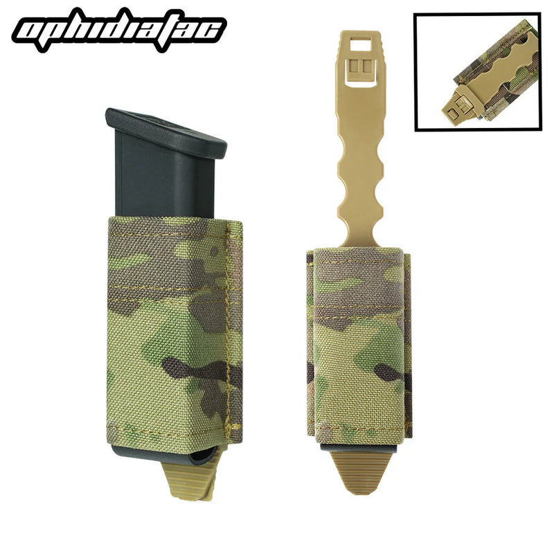 Porte-Chargeur Simple MOLLE Nylon pour Chargeur 9 mm avec Clip de Maintien