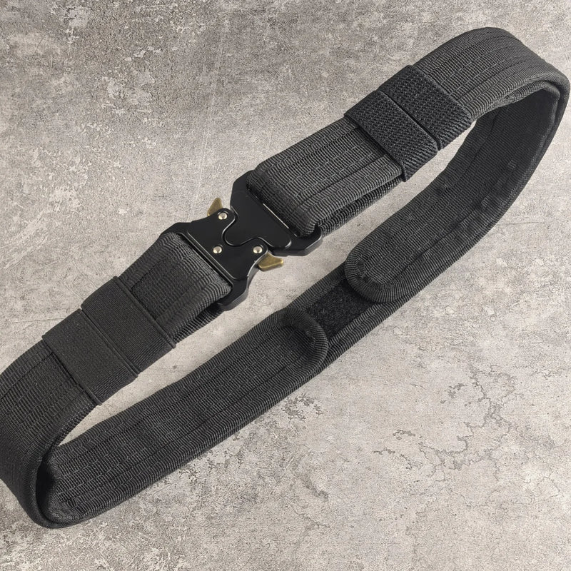 Ceinture Tactique Rembourrée Noire à Boucle Métallique, 130 cm, avec ou sans Mousquetons, vue 6