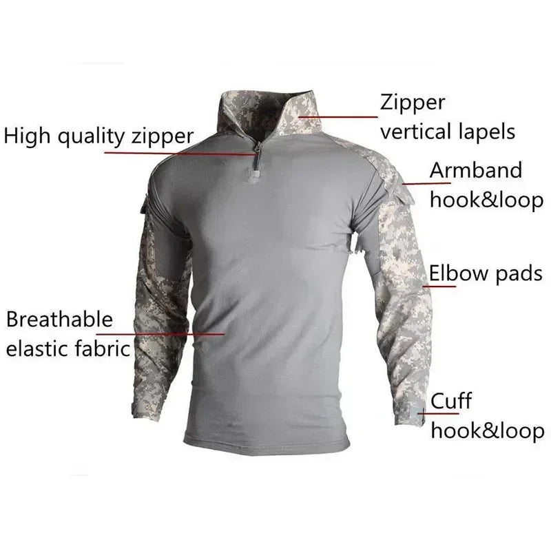 Chemise de Combat Airsoft en Coton à Manches Longues, Poches de Manche et Poignets Réglables, 8 Coloris, vue 3