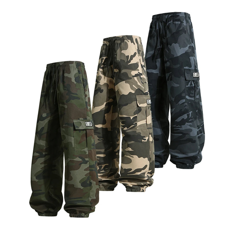 Pantalon Cargo Camouflage Ample pour Homme, Taille Élastique et Poches, 3 Coloris, S à XXXL