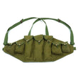 Gilet Tactique de Poitrine 7 Poches à Rabat en Toile Oxford Vert pour Chargeurs Type 56, 25 x 62 cm