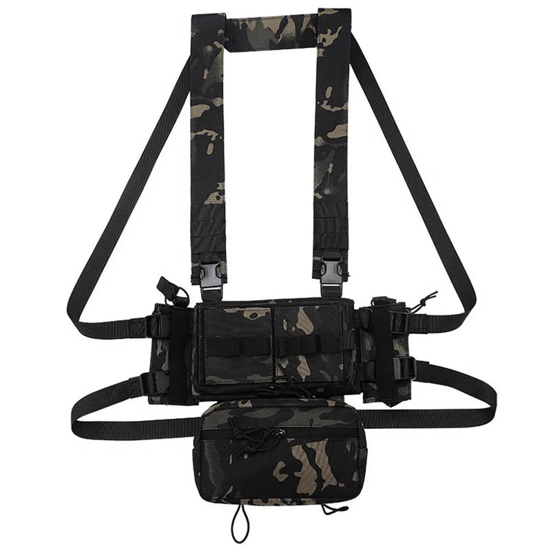 Gilet Tactique de Poitrine Modulable en Nylon 600D avec Poche Pendante Zippée, vue 12