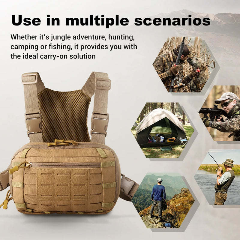 Sacoche Holster de Poitrine Tactique en Nylon 600D, Panneau MOLLE, 28 x 18 cm, 3 Coloris, vue 7
