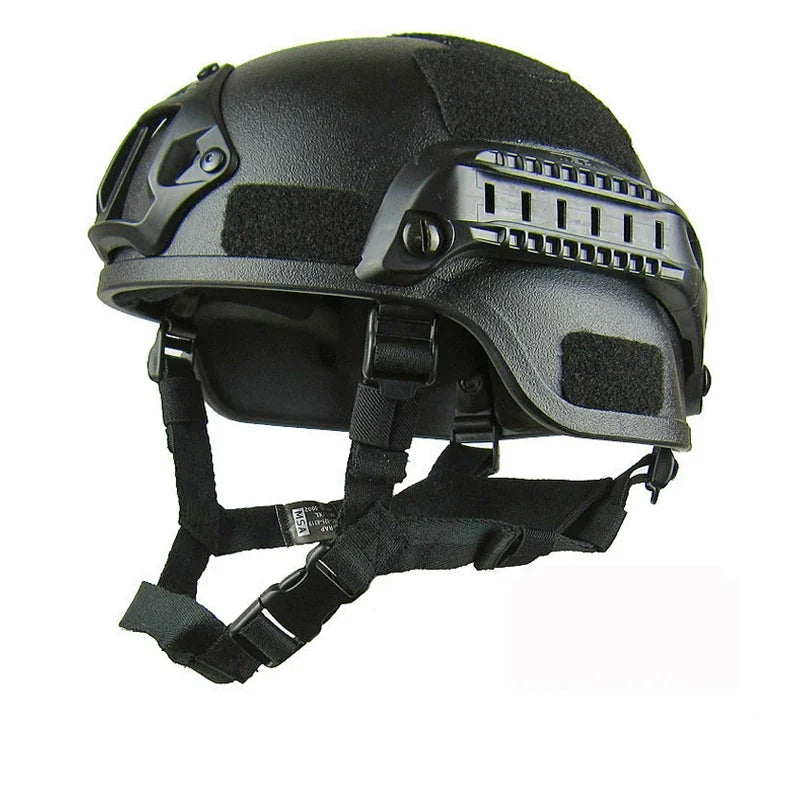 Casque Airsoft Tactique ABS Réglable 56-60 cm avec Rails Latéraux, vue 2