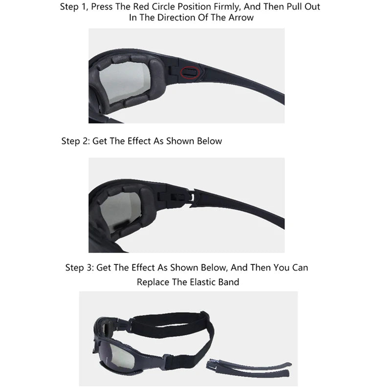 Lunettes Tactiques Polarisées avec Étui, 1 ou 4 Paires de Verres, 3 Coloris, vue 3