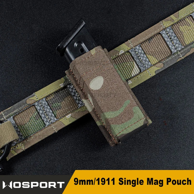 Porte-Chargeur Pistolet Simple 9 mm ou 1911, Nylon, MOLLE et Ceinture, vue 2