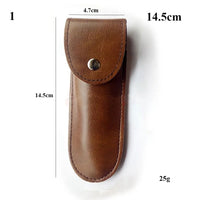 Étui Couteau Pliant en Cuir à Bouton-Pression, Noir ou Brun, 12 à 14,5 cm