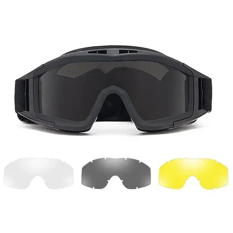 Masque Airsoft Ventilé à Sangle Élastique, 1 ou 3 Verres, 3 Coloris